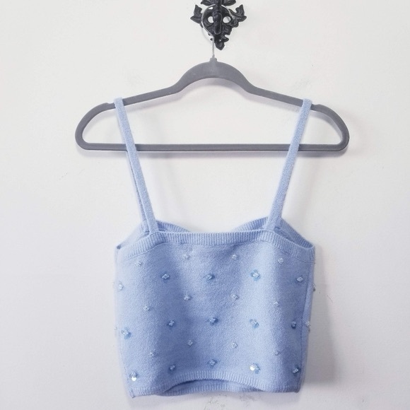 NWT Endless Rose Sequin Floral Sweater Camisole Size M Tank Embellished - Picture 3 of 3